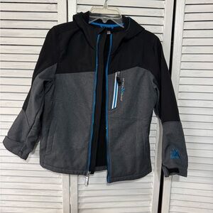 ZeroXposur Kids Black and Gray Raincoat with Blue Accents